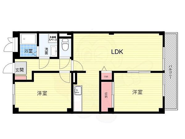 フィノ・カサ宝南 ｜兵庫県宝塚市湯本町(賃貸マンション2LDK・2階・55.72㎡)の写真 その2