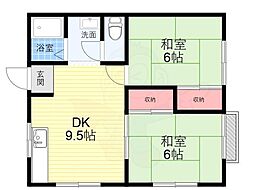 ミューズ・ハイツ 2DKの間取図画像
