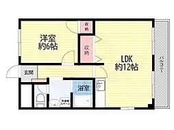 クレール山下 1LDKの間取図画像