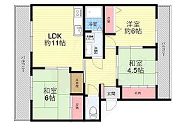 グランド・ヒル薮野 3LDKの間取図画像