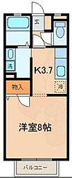 カルム八坂 ワンルームの間取図画像