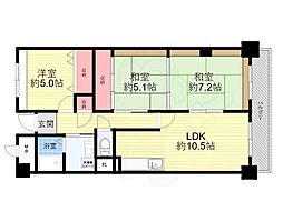 ピーチヒル加茂 2LDKの間取図画像