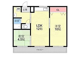 リバティハイツ 2LDKの間取図画像