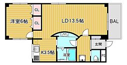 ゴールデンラピス 1LDKの間取図画像