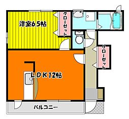 ウエストスノミヤ 1LDKの間取図画像