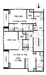 パインテラス 1Kの間取図画像