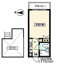 南台MKマンション 1Kの間取図画像