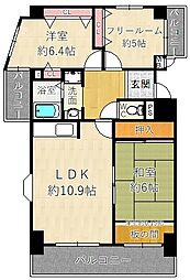 シティコート尼崎 2SLDKの間取図画像
