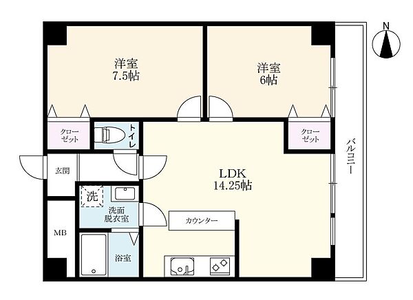 パステル11 506｜佐賀県佐賀市田代1丁目(賃貸マンション2LDK・5階・64.32㎡)の写真 その2