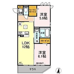 リアンジュ 2LDKの間取図画像
