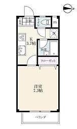 ミレニアムハウス 1Kの間取図画像