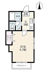 ハイツテクノ 1Kの間取図画像