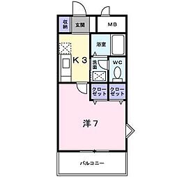 アクロス 1Kの間取図画像