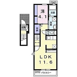 シャトー・エスト 1LDKの間取図画像