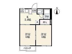 コーポU 2Kの間取図画像