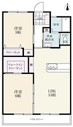 コア・ロイヤル福田 2LDKの間取図画像