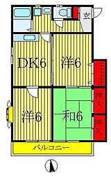 コーポウキガヤ 3DKの間取図画像