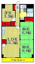 京成松戸線 常盤平駅 徒歩5分の賃貸マンション 5階4DKの間取り