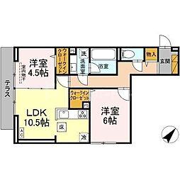 JR常磐線 馬橋駅 徒歩14分の賃貸アパート 3階2LDKの間取り