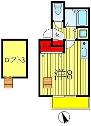 JR常磐線 馬橋駅 徒歩14分の賃貸アパート 2階ワンルームの間取り