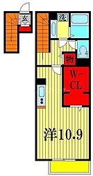 北総鉄道 秋山駅 徒歩3分の賃貸アパート 2階ワンルームの間取り