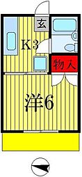 JR常磐線 松戸駅 徒歩19分の賃貸アパート 2階1Kの間取り