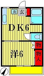 JR常磐線 松戸駅 徒歩8分の賃貸アパート 2階1DKの間取り