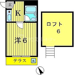JR常磐線 新松戸駅 徒歩10分の賃貸アパート 1階1Kの間取り