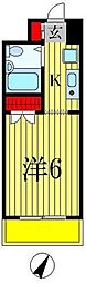 JR常磐線 松戸駅 徒歩8分の賃貸マンション 6階1Kの間取り