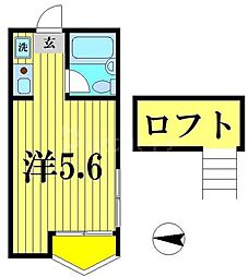 JR常磐線 新松戸駅 徒歩15分の賃貸アパート 1階ワンルームの間取り
