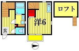 京成松戸線 みのり台駅 徒歩3分の賃貸アパート 1階ワンルームの間取り