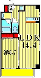 京成松戸線 松戸駅 徒歩5分の賃貸マンション 3階1LDKの間取り
