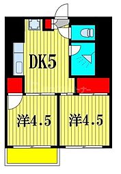 JR常磐線 松戸駅 徒歩14分の賃貸マンション 7階2DKの間取り