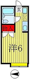 京成松戸線 上本郷駅 徒歩10分の賃貸アパート 1階ワンルームの間取り