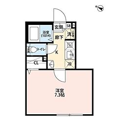 京成松戸線 上本郷駅 徒歩1分の賃貸アパート 2階1Kの間取り