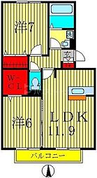ルシェリア2 2LDKの間取図画像
