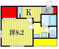 アンプルールフェールカノン 1Kの間取図画像