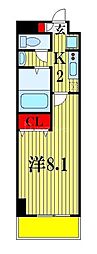 カーサ松戸 1Kの間取図画像