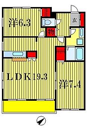 松戸宿楓雅24 2LDKの間取図画像