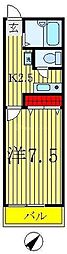 イワサレジデンスA棟 1Kの間取図画像