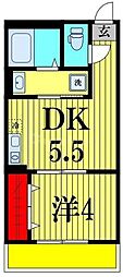 メグリオ新松戸IV 1DKの間取図画像