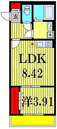 メグリオ新松戸IV 1LDKの間取図画像