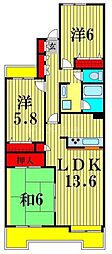 コープ野村松戸 3LDKの間取図画像