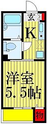 フォセット松戸・上本郷 1Kの間取図画像