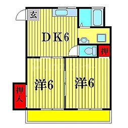 セジュール東和A 2DKの間取図画像