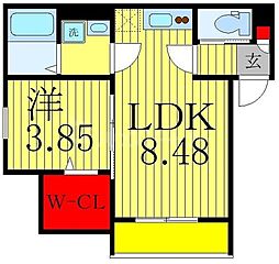 LUMO新松戸 1LDKの間取図画像
