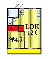 サンハイツ 1LDKの間取図画像
