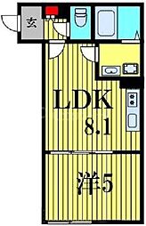 メゾン・ドゥ・アッシュ松戸II 1LDKの間取図画像