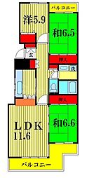 ガーデンパーク常盤平 3LDKの間取図画像