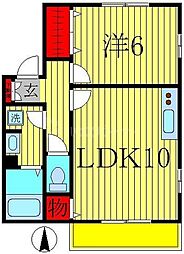 コーポシュウ 1LDKの間取図画像